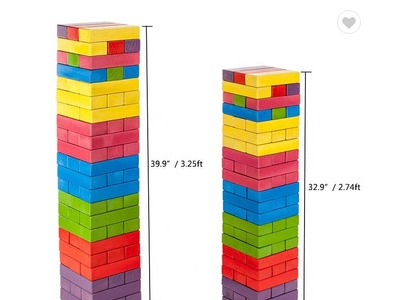 wooden giant colored timber tower tumbling towers for outdoor game