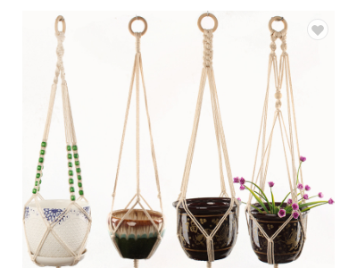 Cotton Rope Plant Hanger Handmade Cotton Flower Pots Indoor Hanging Net Sling Flower